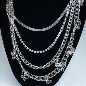 urban outfitters butterfly statement mixed chain layer necklace